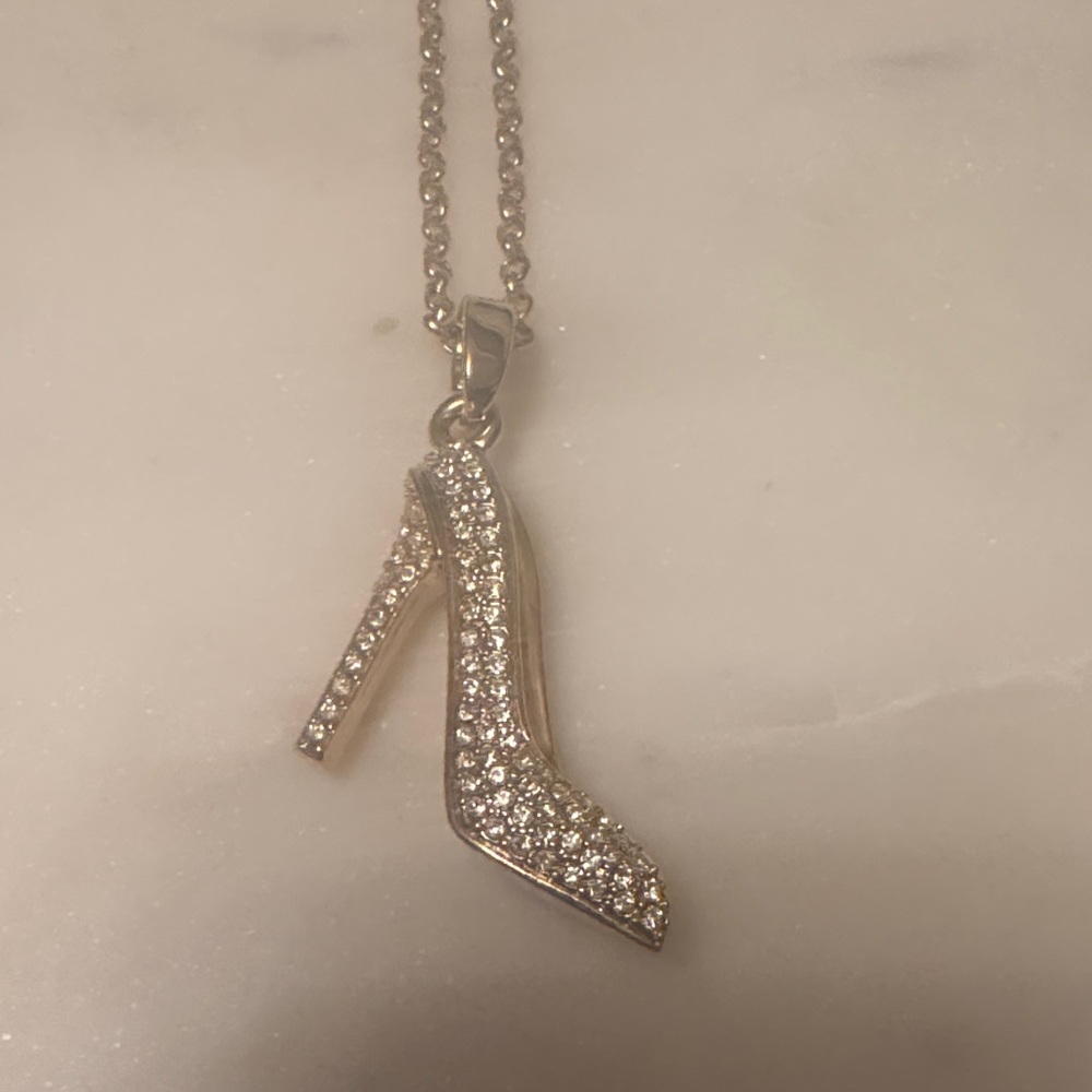 Gold High Heel Swarovski Crystal Pendant Necklace - Picture 3 of 5
